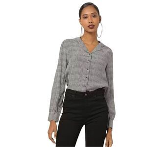 Topshop Houndstooth Long Sleeve Button Up Shirt size 6